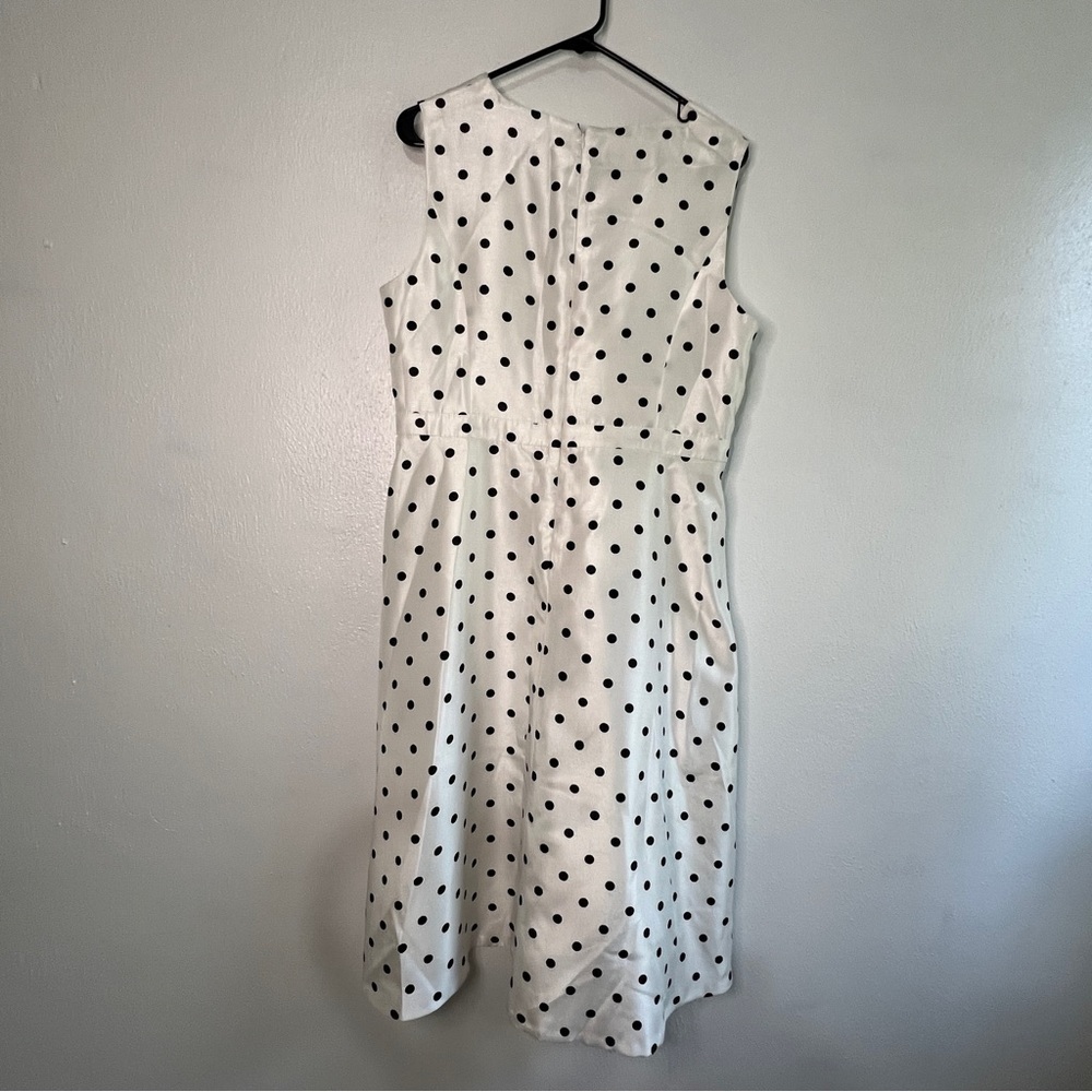 Black Label by Evan Picone white & black sleeveless polka dot dress, Sz 12. EUC. - Picture 3 of 7